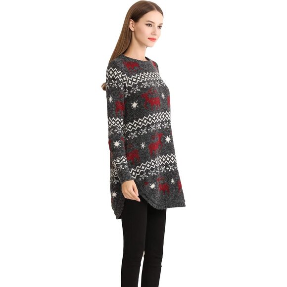 Women's Christmas Reindeer Snowflake Midi Sweater Pullover X-Large - Picture 5 of 7
